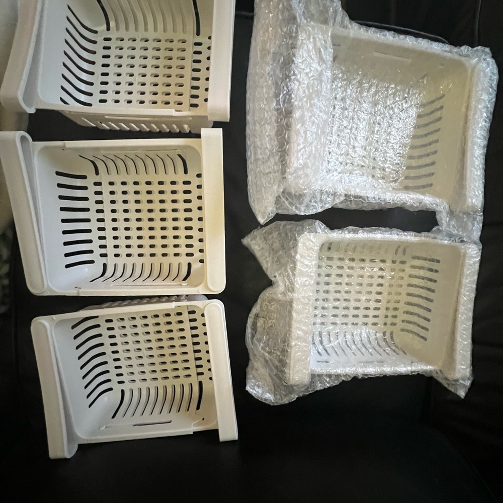 Stackable White Storage Baskets